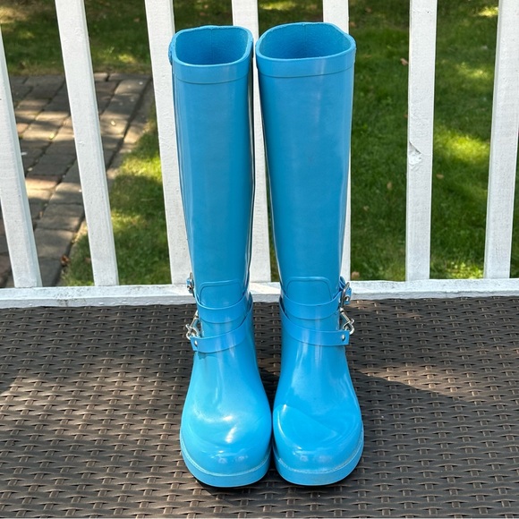 Coach Lori Blue Tall Rain Rubber Boots, Size 9, Women's - Picture 2 of 12